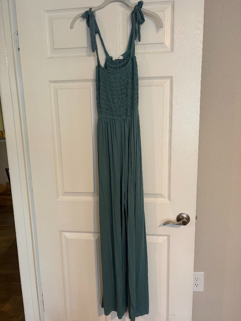 Altar'd State Blue/Green long pant Romper with adjustable straps